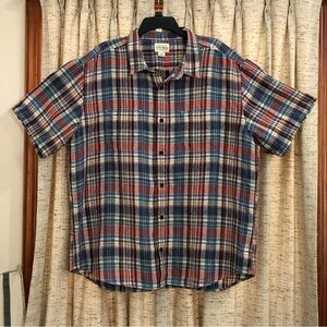 Lucky Brand Linen Plaid Short Sleeve Shirt